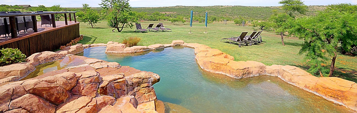 Swimming pool main lodge Springbok Lodge Nambiti Game Reserve Luxury Safari Tented Lodge KwaZulu-Natal South Africa