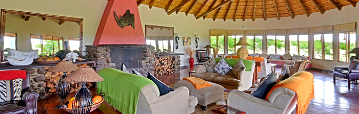 Main lodge lounge fire place Springbok Lodge Nambiti Game Reserve Luxury Safari Tented Lodge KwaZulu-Natal South Africa